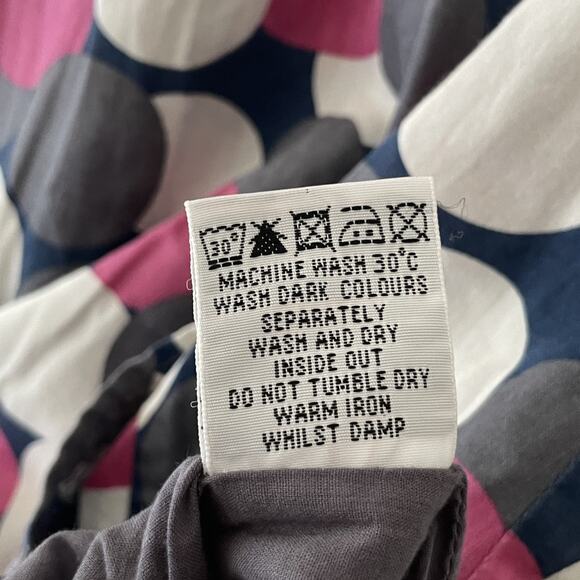 Mini Boden Cotton Dress Polka Dot Mod Print Pink Gray Blue Retro 60s Style 13-14 - Picture 6 of 8